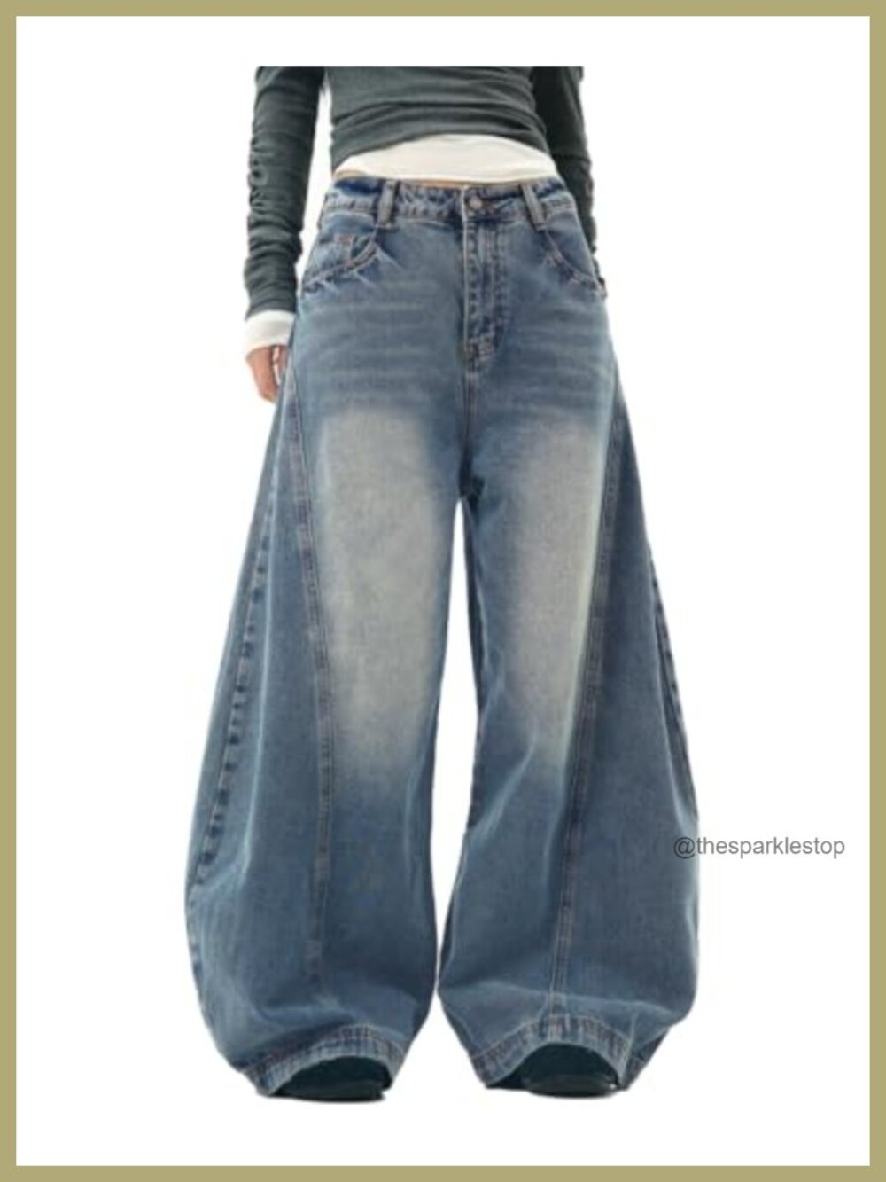 Baggy Low Rise Barrel Jeans Pleated Wide Leg Denim Pants